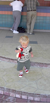 We check in... he checks out the stairs!